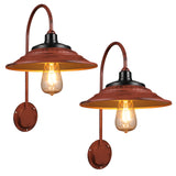 Red Solar Barn Lights for Outside, 2PCS Waterproof Solar Wall Light Fixture, Rustic Vintage Metal Gooseneck Solar Wall Mount Lights with Gold Interior, for Outdoor Barn Shed Farmhouse Porch