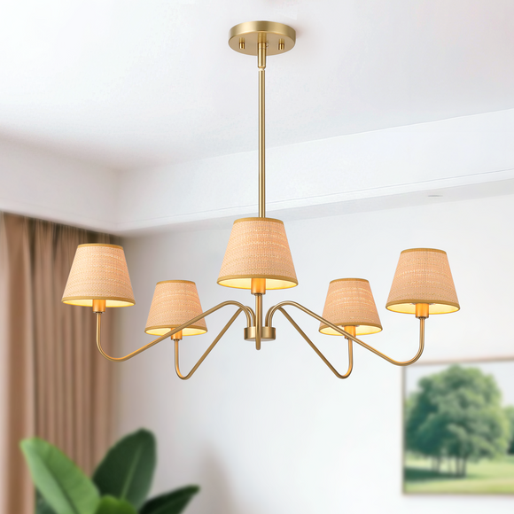 LIBOZMKO Boho Rattan Chandelier for Dining Room, 34