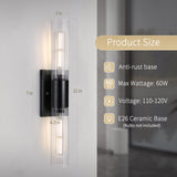 XIFEINIU Wall Sconces Set of Two - Black Bathroom Sconces Wall Lighting with Threaded Glass Wall Lighting Fixtures Mounted Lamps for Bedroom, Bathroom, Living Room, Hallway (Black Water Pattern)