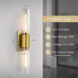 XIFEINIU Wall Sconces Set of Two - Gold Bathroom Sconces Wall Lighting with Clear Glass Wall Lighting Fixtures Mounted Lamps for Bedroom, Bathroom, Living Room, Hallway (Gold Clear)