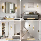 XIFEINIU Wall Sconces Set of Two - Gold Bathroom Sconces Wall Lighting with Clear Glass Wall Lighting Fixtures Mounted Lamps for Bedroom, Bathroom, Living Room, Hallway (Gold Clear)