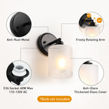 XIFEINIU Bathroom Wall Sconce Set of Two with Frosted Glass Shades, Modern Indoor Vanity Wall Light for Mirror Bedroom Living Room Stairs(Black, Max 60W E26 Base)