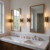 LIBOZMKO Bathroom Sconces Wall Lighting, 21" Bathroom Vanity Light Fixtures 2-Light Gold Vanity Light with Clear Shade Modern Wall Sconce for Mirror Living Room Bedroom Hallway E26 T10 Bulbs