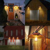 Red Solar Barn Lights for Outside, 2PCS Waterproof Solar Wall Light Fixture, Rustic Vintage Metal Gooseneck Solar Wall Mount Lights with Gold Interior, for Outdoor Barn Shed Farmhouse Porch