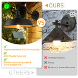 XIFEINIU 14.5" Dome Gooseneck Barn Light, Outdoor Anti-Rust&Waterproof Farmhouse Wall Sconce, Outdoor Wall Lanterns for Porch/Patio, E26 Base 100W Max(Black 1-Pack Dusk to Dawn Outdoor Lighting)