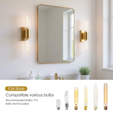 LIBOZMKO Bathroom Sconces Wall Lighting, 21" Bathroom Vanity Light Fixtures 2-Light Gold Vanity Light with Clear Shade Modern Wall Sconce for Mirror Living Room Bedroom Hallway E26 T10 Bulbs