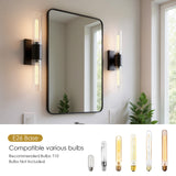 LIBOZMKO Bathroom Sconces Wall Lighting, 21" Bathroom Vanity Light Fixtures 2-Light Modern Wall Sconce with Clear Shade Black Vanity Light for Mirror Living Room Bedroom Hallway E26 T10 Bulbs(Excluded)