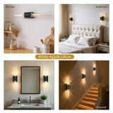 LIBOZMKO Bathroom Sconces Wall Lighting, 21" Bathroom Vanity Light Fixtures 2-Light Modern Wall Sconce with Clear Shade Black Vanity Light for Mirror Living Room Bedroom Hallway E26 T10 Bulbs(Excluded)