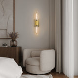 XIFEINIU Wall Sconces Set of Two - Gold Bathroom Sconces Wall Lighting with Clear Glass Wall Lighting Fixtures Mounted Lamps for Bedroom, Bathroom, Living Room, Hallway (Gold Clear)