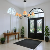 XIFEINIU 34" Rattan Chandelier - 5 Lights Boho Rustic Industrial Pendant Light Handmade Ceiling Hanging Lamp Large Modern Pendant Light Fixtures for Dining Room, Kitchen Island, Foyer, Living Room (Black)