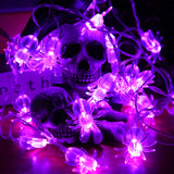 XIFEINIU Halloween Purple Spider String Lights with Remote Controller, 30 LEDs Battery Operated Waterproof Spider Lights with 8 Lighting Modes for Halloween Party Indoor Outdoor Garden Yard Decorations