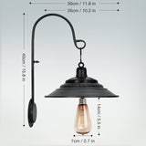 Solar Barn Lights Outdoor 2PCS, Wall Mount Farmhouse Gooseneck Rustic Vintage Black Barn Light, Waterproof Metal Wall Lights with Contrast Color Interior for Shed Patio Garden Porch Garage Entryway