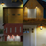 Solar Barn Lights Outdoor 2PCS, Wall Mount Farmhouse Gooseneck Rustic Vintage Black Barn Light, Waterproof Metal Wall Lights with Contrast Color Interior for Shed Patio Garden Porch Garage Entryway