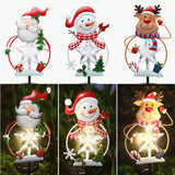 XIFEINIU Christmas Snowman Santa Deer Stake Lights with Star