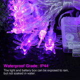 XIFEINIU Halloween Purple Spider String Lights with Remote Controller, 30 LEDs Battery Operated Waterproof Spider Lights with 8 Lighting Modes for Halloween Party Indoor Outdoor Garden Yard Decorations