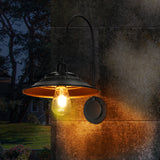 Solar Barn Lights Outdoor 2PCS, Wall Mount Farmhouse Gooseneck Rustic Vintage Black Barn Light, Waterproof Metal Wall Lights with Contrast Color Interior for Shed Patio Garden Porch Garage Entryway