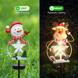XIFEINIU Christmas Snowman Santa Deer Stake Lights with Star