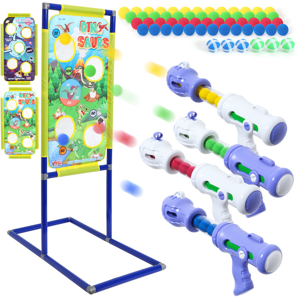 XIFEINIU Shooting Game Toy for Kids, 4 Pack Shooting Guns with 2 Shooting Target and 52 Foam Bullets, Target Shooting Games Foam Ball Outdoor Toys for Boys Girls Christmas Birthday Gift