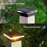 XIFEINIU Solar Post Lights Outdoor, Waterproof Post Solar Lights for Fence Deck Pathway Patio or Garden Decoration, Warm White Post Lamp Fits 4x4 6x6 Wooden Posts (8 Pack)