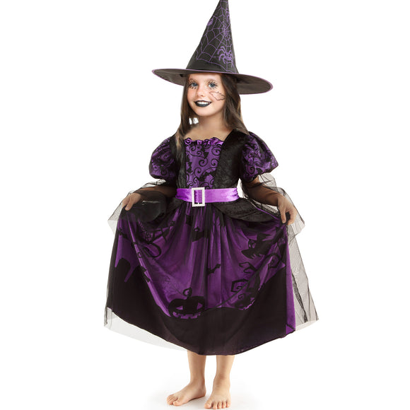 XIFEINIU Halloween Witch Costume Set Fancy Party Dress Outfit for Girls